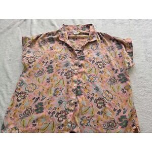 Lucky Brand Pink Floral Button-Up Blouse | Soft Modal | Medium